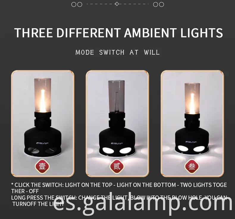 Lámpara de queroseno LED sin llama recargable de USB moderna para decoración interior